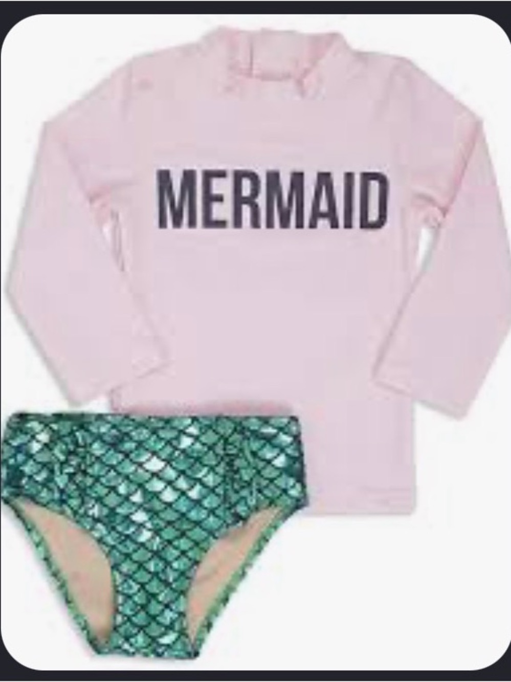 Shade Critters Mermaid Rash Guard Set - Pink Top & Green Scale Bottom